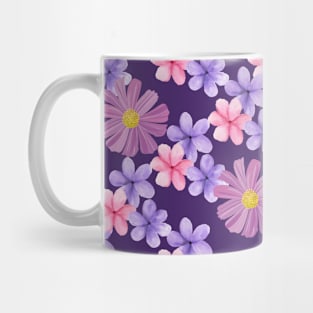 Diseño flores rosas y moradas Mug